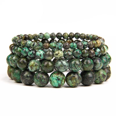 Bixorp Gems Afrikaanse Turkoois Edelstenen Armbanden set 4mm + 6mm + 8mm + 10mm - Edelsteen Armbanden Bundel