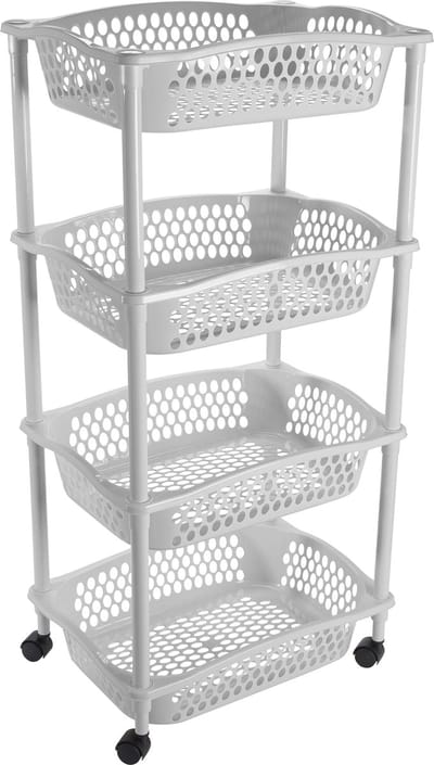 Hega Hogar Keuken opberg trolley - 4 manden - licht grijs - 86 x 41 cm - roltafel