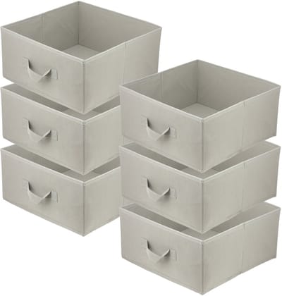 LAVITA® Opbergmand Textiel - 31x31x15 Lichtbruin 6 Stuks - Opbergbox Kast Organizer Opbergdoos - Kastlade Verdeler Voor Kleding Ondergoed Badkamer Kledingkast - Vouwdoos Stoffen Doos Opbergdozen