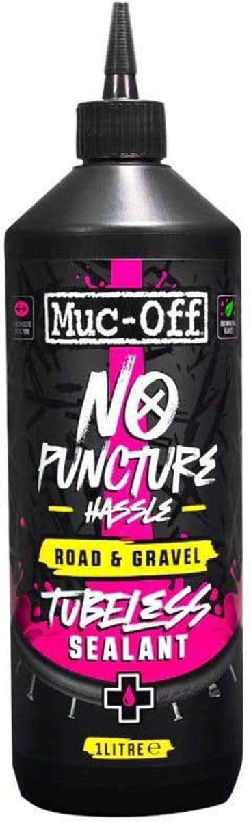 Muc-Off No Puncture Hassle Tubeless Sealant - Bandenkit - 1L - Race en Gravel - Dicht gaten tot 6mm - UV-detectiesysteem - Niet corrosief - Ammoniakvrij