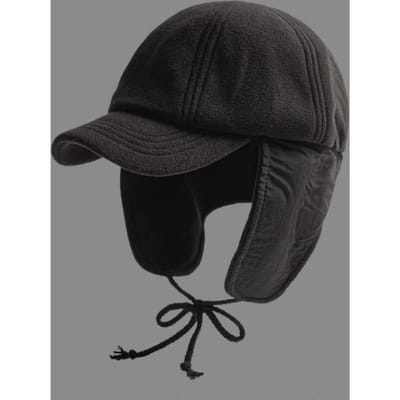 Casquette de Baseball Chaude d'Hiver avec Oreillettes et Protection de Nuque, Visière Courte en Polaire pour Hommes Femmes, Idéale Pour le Camping en Plein Air & le Streetwear black
