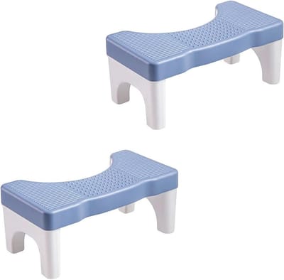 Toilet Krukje - Voetenbankje Ontlasting - Comfortabel Toiletgebruik - Ergonomisch Hoekontwerp - 40x21x17 cm - Blauw Wit