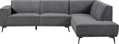 Tower living Leeds 2,5-seater AL + Ottoman R Black Blue