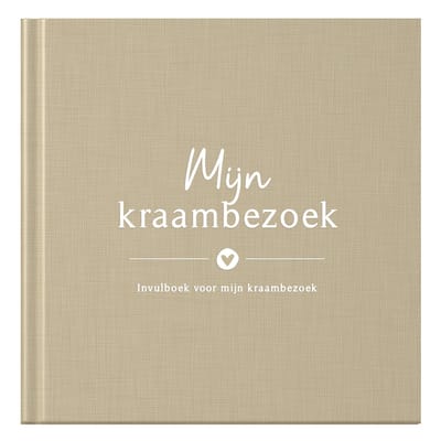 Fyllbooks - Kraambezoekboek - Kraamtijd - Invulboek voor Kraambezoek - Kraamboek - Linnen Taupe - Geschikt voor: 66 Gasten