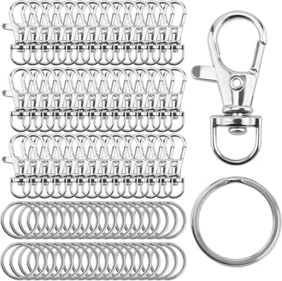 400 Stuks Draaiende Musketonhaken en Sleutelhangers, Carabiners en Clip Haken voor Sleutelhanger, Lanyards en Sieraden Maken