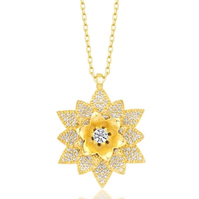 Elegante 925 Sterling Zilveren Lotus Bloem Ketting – Goudkleurig – Handgemaakt – Dames Sieraad