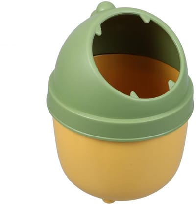 Mini Prullenbak - Afvalbak Bureau - Bureau Opruimen - Met Deksel - 21 cm - Geel