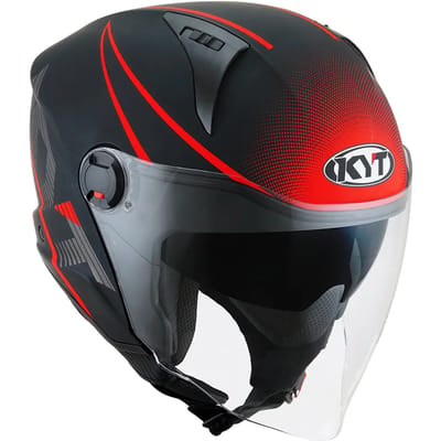 KYT D-City Colorful Mat Rood Jethelm - Helm