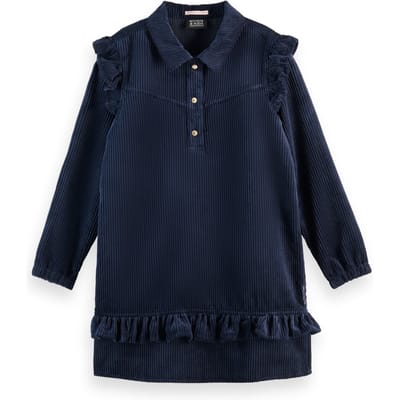 Scotch & Soda Girl Corduroy Dress With Ruffle Details Sky Captain Taglia: 4 | Vestiti Outlet | kids | Bianco