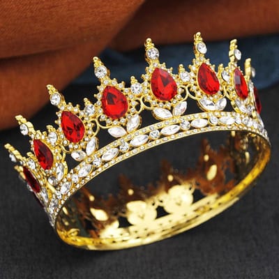 Tiares et Couronnes Baroques Reine Roi pour Femmes Fête de Mariage Diadème Rond Complet Couronne Nuptiale Bijoux de Cheveux Cadeaux d'Anniversaire white