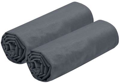Stof Textiles Hoeslaken Eden - 2x - 2-persoons - 180 x 200 cm - donkergrijs - hotelkwaliteit - ademend katoen - 30 cm matrasdikte