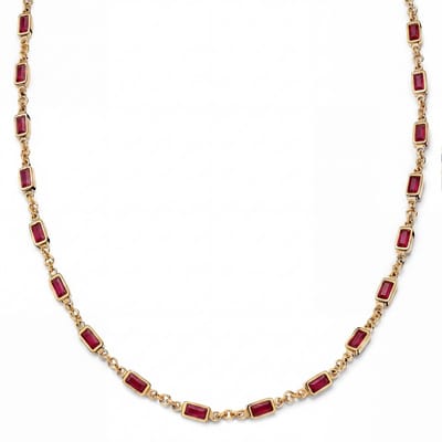 Prism | Goudkleurige ketting met rode stenen van kristalglas