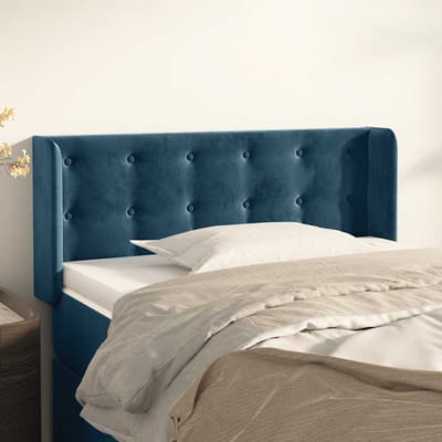 vidaXL - Hoofdbord - met - randen - 103x16x78/88 - cm - fluweel - donkerblauw