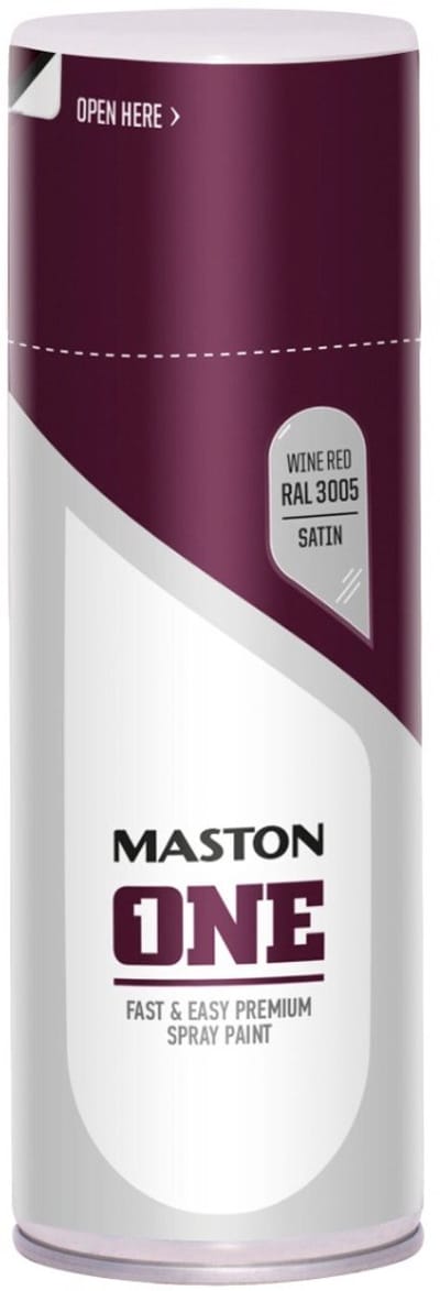 Maston ONE - spuitverf - zijdeglans - wijnrood (RAL 3005) - 400 ml - spuitbus verf