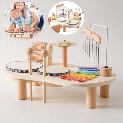 Kinderen Houten Muziek Speelgoed - 7 in 1 Muziek Kinderen Speelgoed - Vroege Onderwijs Rack Drum Speelgoed