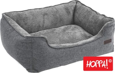 Hoppa! Hondenmand - Hondenbed - Kattenmand - Kattenbed - Afneembare hoes - 70 x 55 x 21 cm - grijs - medium
