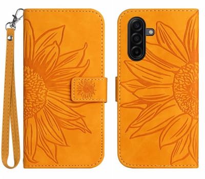 Coverup Hoesje - Geschikt voor Samsung Galaxy S26 Hoesje - Coverup Zonnebloem Book Case met Koord - Oranje