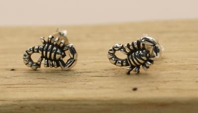 Zilveren oorknoppen schorpioen - oorknopjes schorpioen van 925 zilver - sterling zilveren oorknoppen van dodelijke dieren - leuke dieren oorknoppen