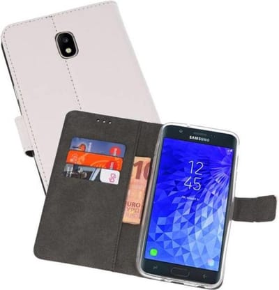 Booktype Telefoonhoesjes - Bookcase Hoesje - Wallet Case - Geschikt voor Samsung Galaxy J7 2018 - Wit