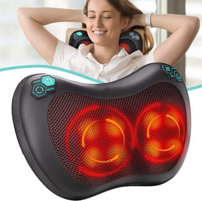 Shiatsu Rug- En Nekmassage - Nekmassageapparaat Met Warmtefunctie - Shiatsu Massagekussen - Elektrisch Kneedmassagekussen - 3 Versnellingen