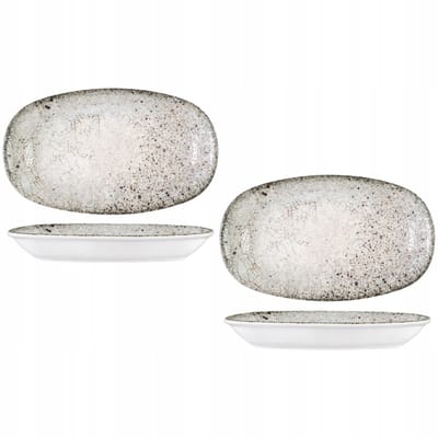 Wilmax Ovale Porseleinen Sjaal Grijs 30,5x18 cm - 2 stuks