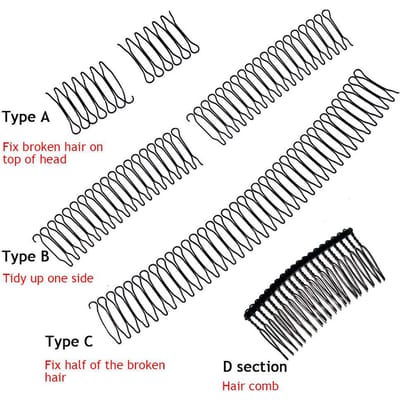 U-vorm Haar Finishing Fixer Kam Stretch Onzichtbaar Flexibel Haar Finishing Fixer Clips voor Vrouwen zwart