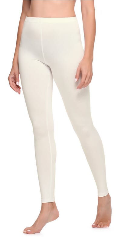 Ladeheid LA-LA40-133-LE Dames Leggings - Sport - Vrijetijdsbroek - Lang - Katoen - Sporbroek - Yogabroek - Ecru - XL