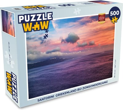 Puzzel Santorini Griekenland bij zonsondergang - Legpuzzel - Puzzel 500 stukjes