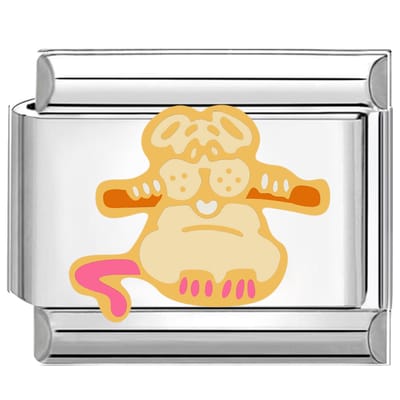Quiges - Schakel - Bedel - 9mm - charms - Hond met bot - Geschikt voor - armband - Schakelarmband - italy bedels armband