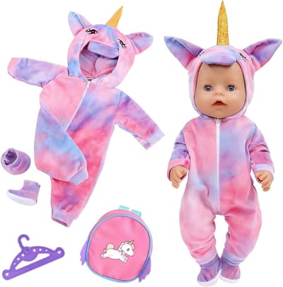 Kleding voor Poppen van 35-43 cm, 4-delige Set met Hangers, Rugzakken en Sokken voor Baby Poppen Accessoires