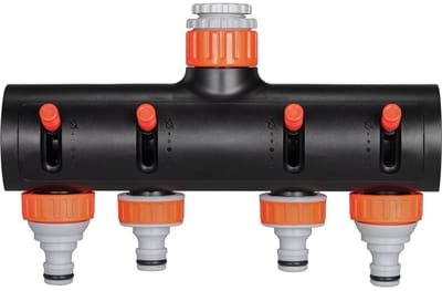 Tuinslangadapter - Aansluit 4-set - Tuinspuit - Aansluitset - Slangsplitter met Klep voor Buitenirrigatie - Aluminiumlegering & ABS Connectoradapter