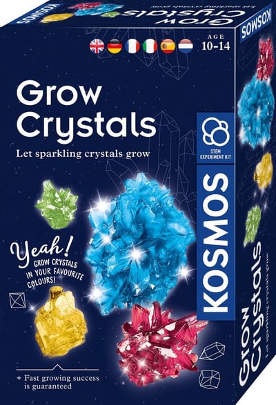 KOSMOS Grow Crystals - Experimenteerset - Kweek Je Eigen Gekleurde Kristallen - Inclusief Schatkist om Je Kristallen te Bewaren - Leer Scheikunde en Kristalgroei - STEM Speelgoed - Vanaf 10 Jaar