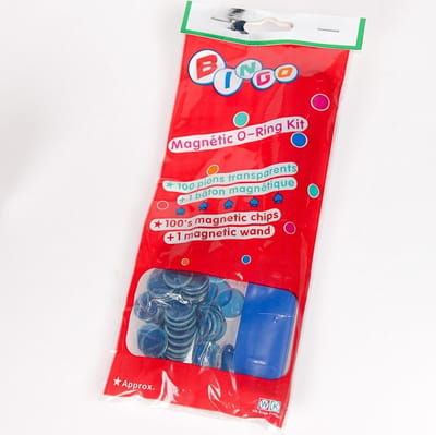Bingofiches Ø17mm met magneetstok - 100 ronde fiches - Kleur: Blauw