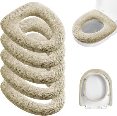 Toiletbril Hoezen - Toiletstoel Covers - Badkamer Comfort - Universeel Pasvorm - 30 cm Diameter - Beige
