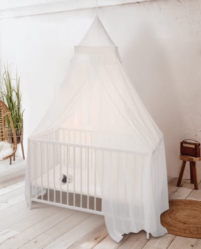 Deconet Bamboestof Baby klamboe Castle - topframe 40x40cm/ 800cm omtrek WIT - baby