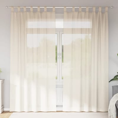 vidaXL - Gordijnen - voile - met - Tab - Top - 2 - st - crèmekleurig