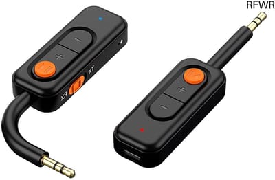 RFWR® Bluetooth Adapter voor Auto met 3,5 mm Aux – Bluetooth 5.4 Ontvanger en Zender voor Handsfree Bellen en Muziek