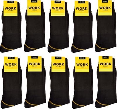 Work Werksokken zwart 10 paar 43-46