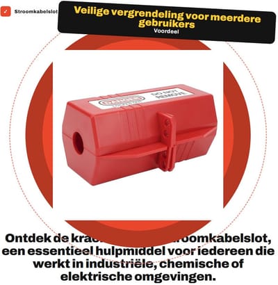 Dailygoods - Stroomkabelslot - Stekkerslot - Vergrendeling voor meerdere gebruikers - Rood - Geschikt voor industriële omgevingen - Veiligheid voor el...
