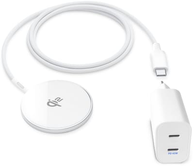 Qi2 Oplader met Dual usb C Adapter - 45w - Snellader - Magnetisch - Geschikt voor Apple MagSafe - Draadloze Oplader