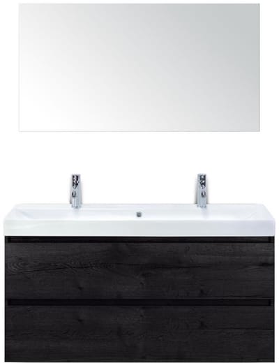 Maxx XL Badmeubelset 120 cm - Black Oak - Wastafel Just Enkel 2 Kraangaten met Spiegel