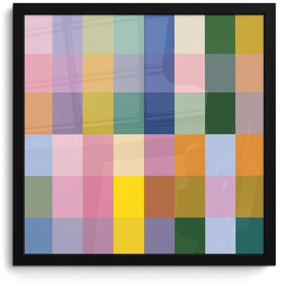 Poster in lijst - Fotolijst 40x40 cm - Posters - Blokken - Vierkant - Patroon - Gekleurd - Posterlijst zwart - Decoratie - Wanddecoratie woonkamer - Muurdecoratie slaapkamer