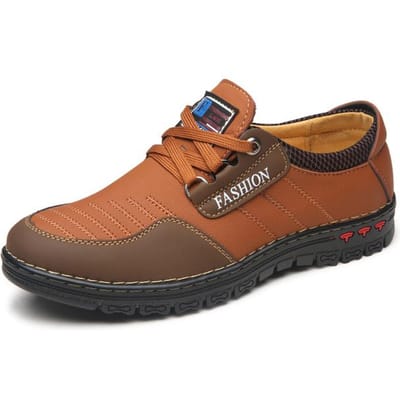 Mode Heren Leren Schoenen Casual Sneakers Veterschoenen Loafers Stiksel Bruin Outdoor Wandelsneakers Herenschoenen 42 bruin