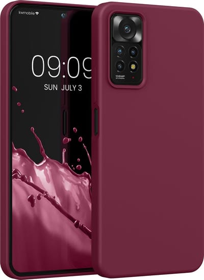 kwmobile telefoonhoesje geschikt voor Xiaomi Redmi Note 11 Pro / Redmi Note 12 Pro 4G - Hoesje met siliconen coating - Smartphone case in wijnrood