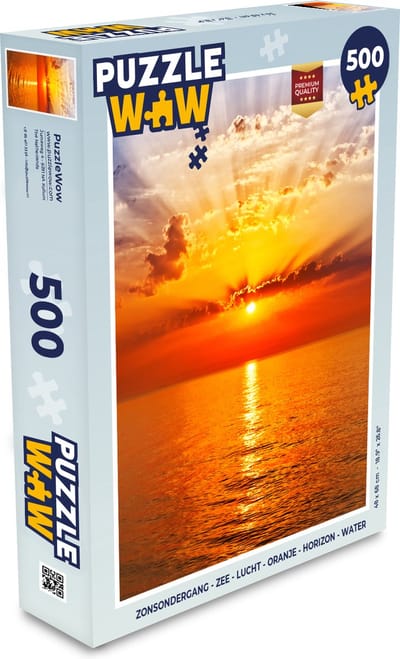 Puzzel Zonsondergang - Zee - Lucht - Oranje - Horizon - Water - Legpuzzel - Puzzel 500 stukjes