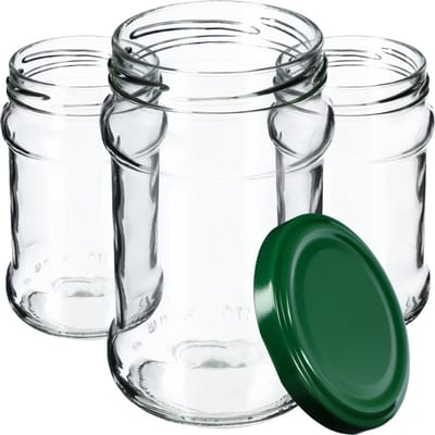 KADAX Kleine inmaakpotten, 315 ml, diameter 66 mm, potten voor honing, jampotten met deksel, luchtdichte, ronde potten (10 stuks, groen)