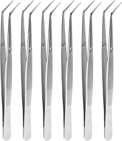 Set van 6 RVS Multifunctionele Pincetten van 15,5 cm - Perfect voor Koken, Grillen en Bakken