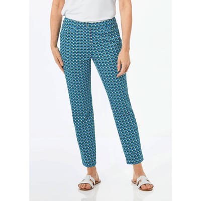 Gedessineerde broek LOUISA met minimal-print - marine / gedess. - Gr. 38 van Goldner Fashion