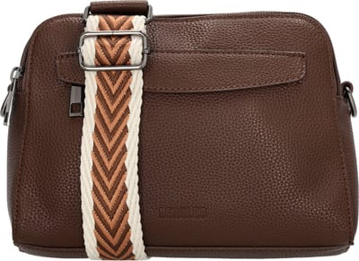 Beagles Las Palmas Crossbody Schoudertas - Trendy Schouderband - Fashion Bag - Praktische Ritsvakken - Donkerbruin