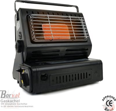 Borvat® Kamping Gaskachel - Heater - Kachel - Terrasverwarmer - Camping gaskachel - Buitenkachel - Gas Heater - Verstelbaar - Draagbaar - Zwart